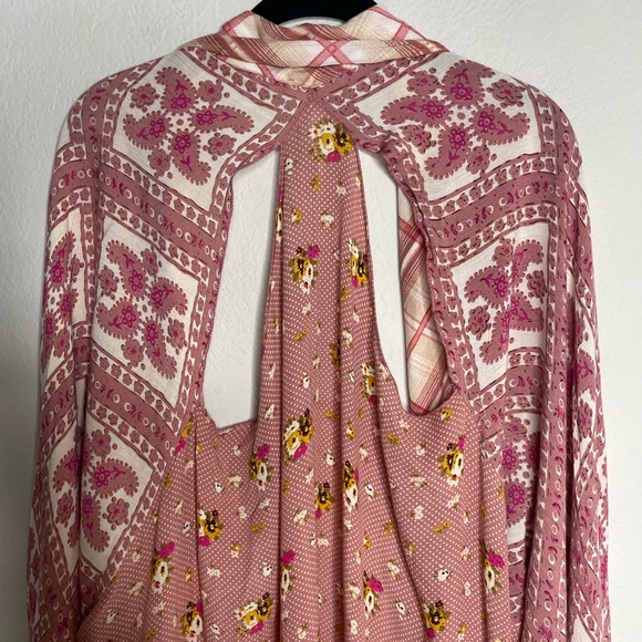 Free People American Pie Pink Patchwork Kimono Duster OS - Picture 4 of 6